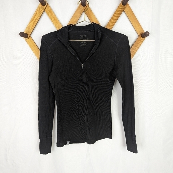 Ibex Woolies 220 Black Merino Wool Quarter Zip Pullover Baselayer Top - Picture 1 of 7
